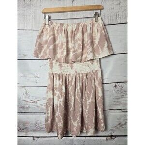 Ocean Drive Womens Dress Size Large Pink Tie Dye Strapless Smocked Waist Summer